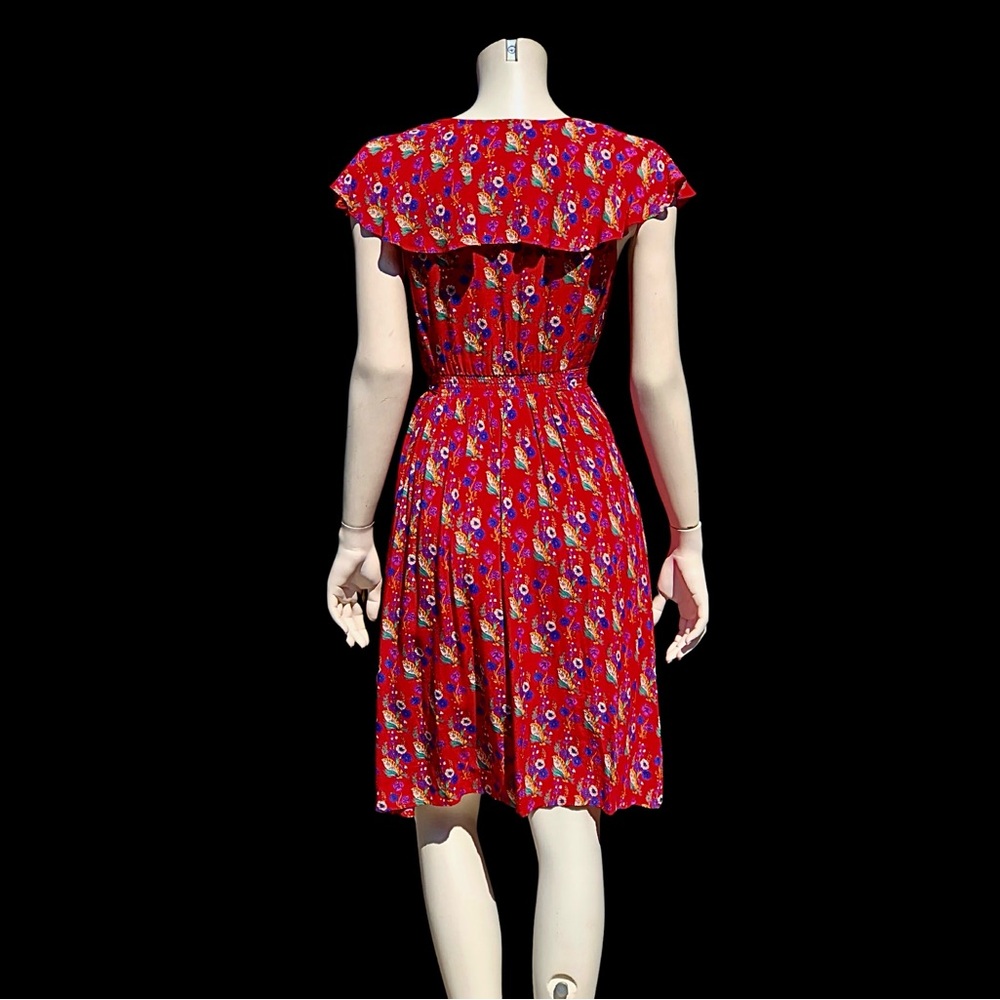 Red ANTHROPOLOGIE MAEVE Calico Floral Faux Wrap Sleeveless Mimi Dress 4 - Picture 10 of 10